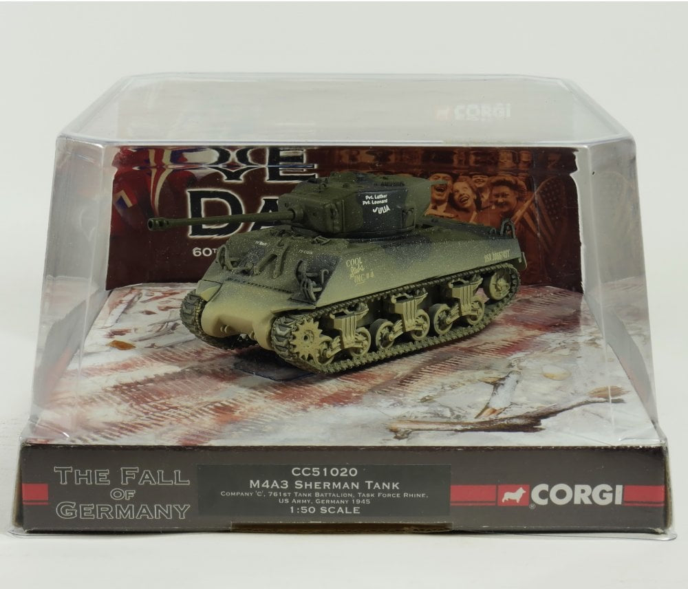CORGI M4A3 SHERMAN TANK COMPANY 'C' 761ST TANK BATTALION TASK FORCE RHINE US ARMY GERMANY 1945